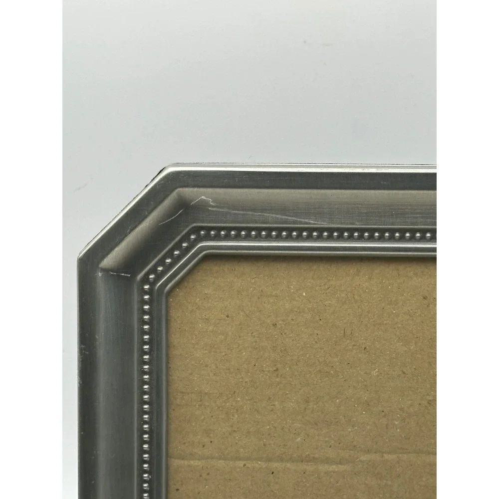 Burnes of Boston Pewter Beaded Octagon Picture Frame 4x6 Tabletop Decor Silver